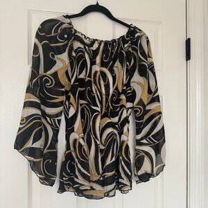vintage sheer shirt with swirly pattern